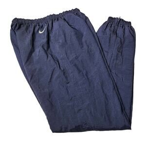 Vtg 90s Nike Blue Lined Nylon Pants Swoosh White Label Women's Size Medium